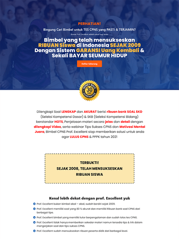 Contoh Landing Page Bimbel