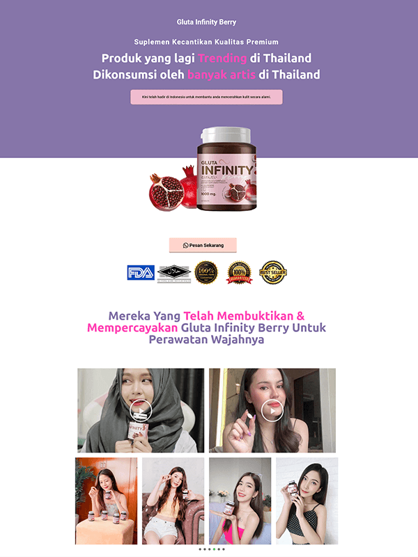 Contoh Landing Page produk kecantikan