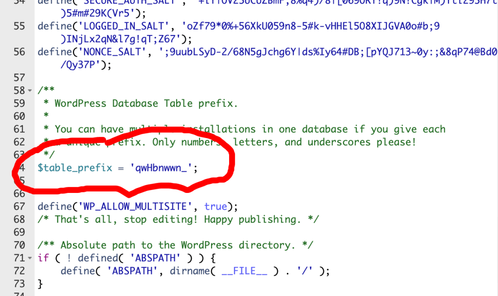 table perfix wordpress